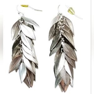 Silvertone Leaf Earrings
